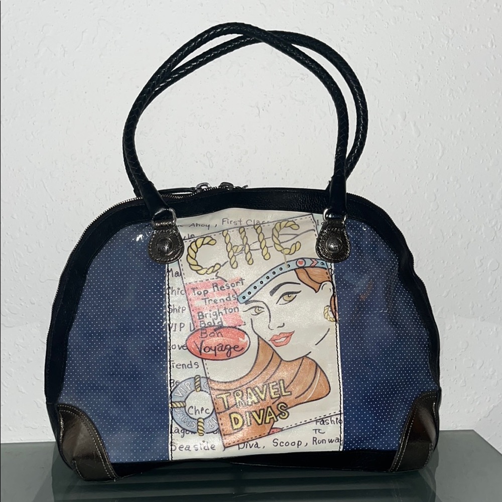 Brighton leather Chic Fashion Art oversized shoulder bag novelty vintage
